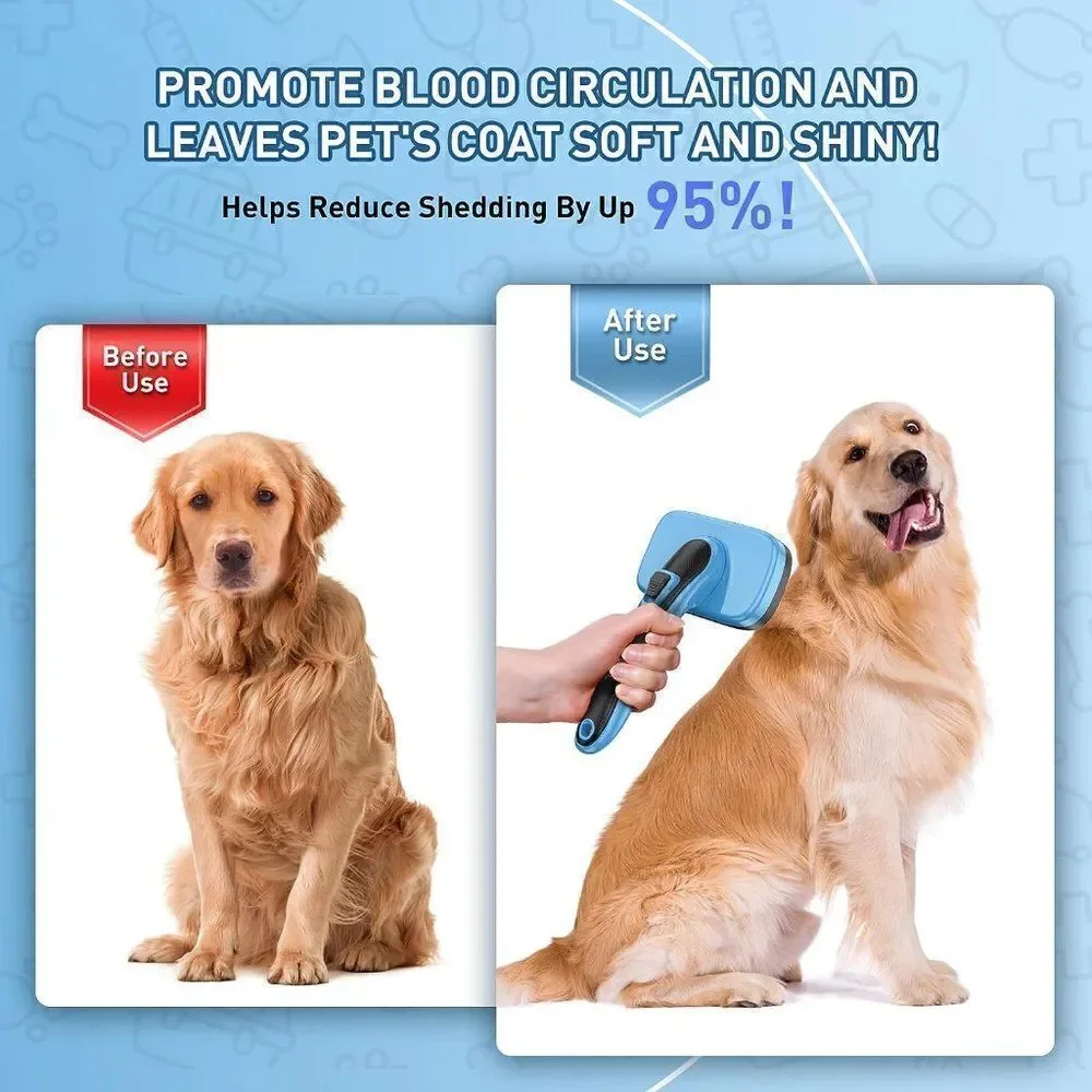 Dog Cat Grooming Brush for Pet, Self Cleaning Slicker Retractable Brush
